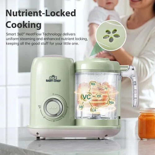 Miniatura 4 de AMZBABYCHEF Fabricante de Alimentos para Bebés, Procesador de Alimentos para Bebés y Vaporizador 4 en 1, Mezclador de Puré, Fabricante de Puré
