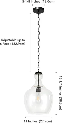 Miniatura 8 de Henn&Hart Lámpara colgante de 11 pulgadas de ancho (27.94 cm) con pantalla de vidrio en bronce ennegrecido/transparente, lámpara de techo empotrada