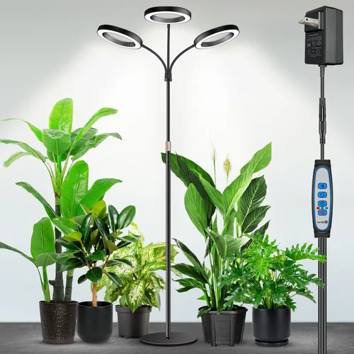 Miniatura 8 de Garpsen Luces de cultivo para plantas de interior, luz LED de espectro completo con soporte, 3 modos de color, lámpara de cultivo de pie