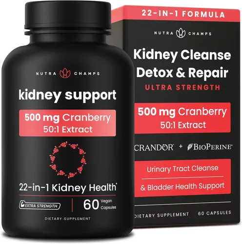 Kidney Cleanse Detox | Suplemento de apoyo renal 22 en 1 | Extracto de pastillas de arándano | Fórmula premium de reparación y descarga extra fuerte