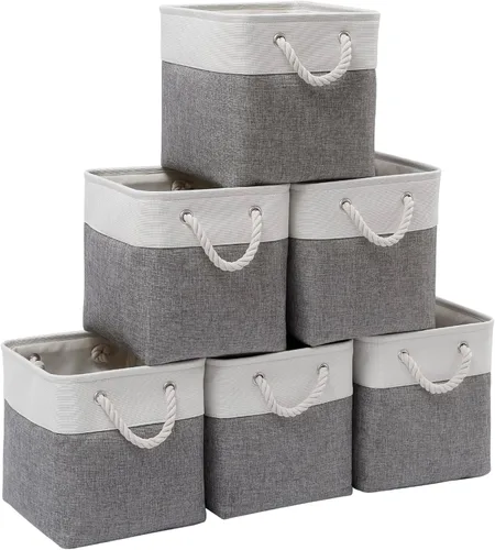 Miniatura 11 de Cubos de almacenamiento, cubos de almacenamiento plegables de tela, cubos de almacenamiento de 11 pulgadas con asas, cubos de almacenamiento Negro