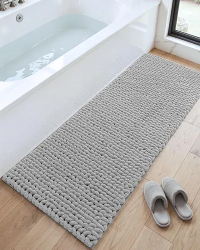 Miniatura 25 de DEXI Alfombrillas de baño para el baño 16x24, alfombra de baño antideslizante lavable, alfombrilla de baño de chenilla gruesa y suave absorbente