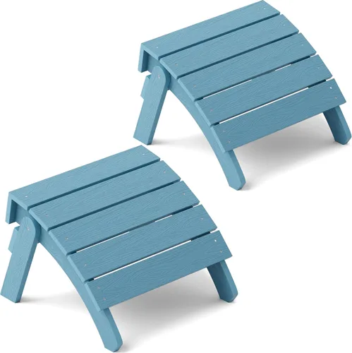 Miniatura 20 de YEFU Adirondack - Juego de 2 otomanas Adirondack, reposapiés de patio, reposapiés Adirondack plegable, resistente a la intemperie para silla Gris