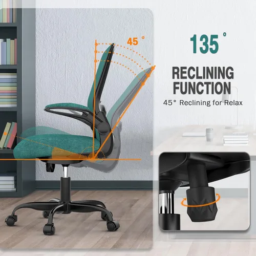 Miniatura 6 de Mimoglad Silla de Oficina, Silla de Escritorio Ergonómica con Soporte Lumbar Ajustable, Silla de Computadora de Malla de Respaldo Alto con Verde