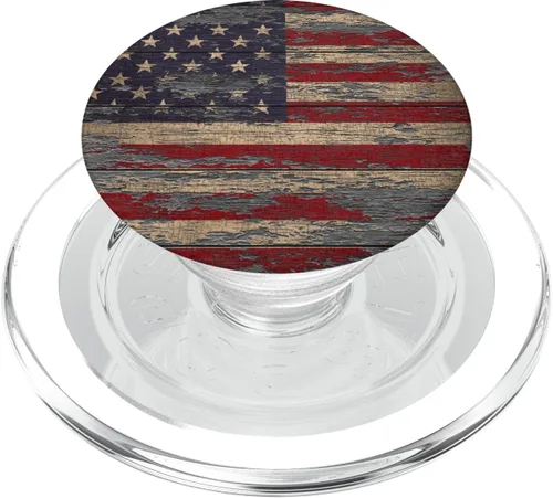 Miniatura 8 de Agarre y soporte para teléfonos y tabletas de la bandera estadounidense de madera climatizada.