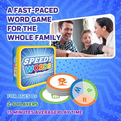 Miniatura 2 de FoxMind Speedy Words - Juego de palabras rápidas, juegos de cartas educativos para niños y adultos, juegos de cartas divertidos de 15 minutos para 2