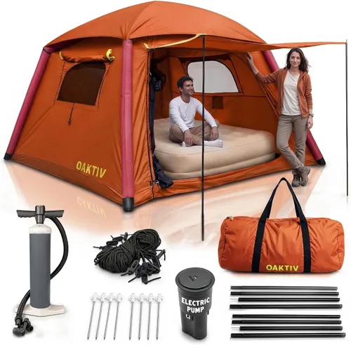 Oaktiv CloudCamp - Tienda de campaña inflable para 6 personas con protección UV, tela Oxford impermeable, tienda de campaña glamping de