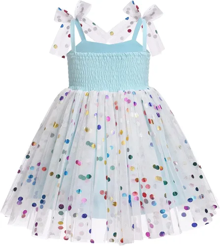 Miniatura 2 de Vestido tutú de verano para niñas pequeñas, sin espalda, vestido de princesa para fiesta de cumpleaños, lentejuelas con volantes, tul con lazo
