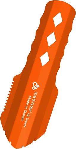 Paleta ultraligera de aluminio para mochileros, multiherramienta pequeña con mango más largo, esencial para senderismo, camping y bolsas de Naranja