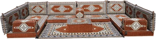 Miniatura 12 de arabicsofa Cojines de piso árabe en forma de U – Sofá tradicional Majlis con sofá otomano