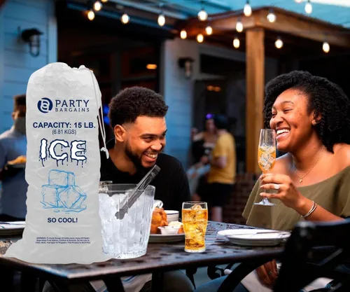 Miniatura 6 de Party Bargains Bolsas de hielo de plástico con cordón de 15 libras, 600 unidades, 24 x 14 pulgadas, bolsas de almacenamiento de hielo duraderas