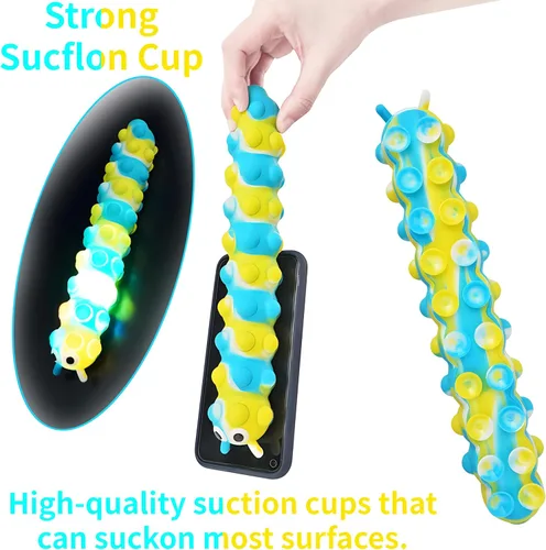 Miniatura 4 de 4 juguetes 3D de oruga para ansiedad con 10 segundos de iluminación, juguetes sensoriales de silicona con succión, antiansiedad, entrenador