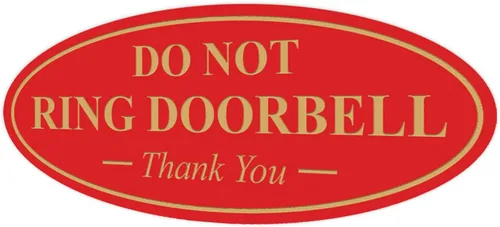 Miniatura 69 de All Quality Cartel de agradecimiento ovalado con texto en inglés «Do not Ring DOORBELL», color negro, pequeño, 1 paquete