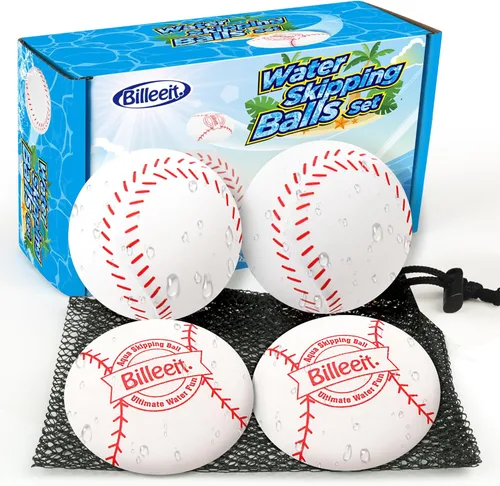 Billeeit 4 pelotas de salto de agua para jugar en la piscina (tema de béisbol), piscina de agua, playa, juguetes de natación para niños de 4 a 8, 8
