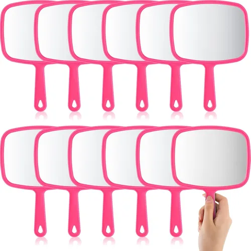Miniatura 8 de Geetery 12 espejos de mano con asas, espejos de maquillaje de mano, montaje de pared a granel para mujeres, cosméticos, baño, hogar, peluquería