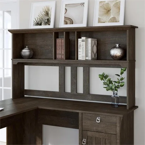 Miniatura 2 de Bush Furniture Salinas Hutch, accesorio de escritorio con estante de almacenamiento para oficina en casa, 60 W, marrón ceniza