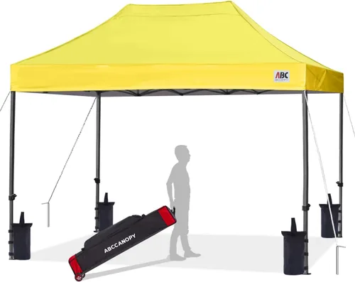 Miniatura 11 de Abccanopy - Carpa de toldo para tienda de campaña comercial instantánea con bolsa de transporte con ruedas, 4 bolsas de arena, Blanco
