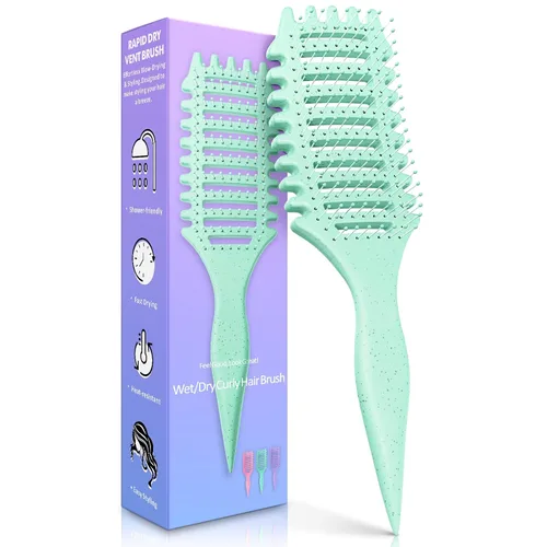 Cepillo de pelo rizado para mujeres y hombres, cepillo 4 en 1 para definir y desenredar rizos - Cepillos antiencrespamiento antiestáticos con forma