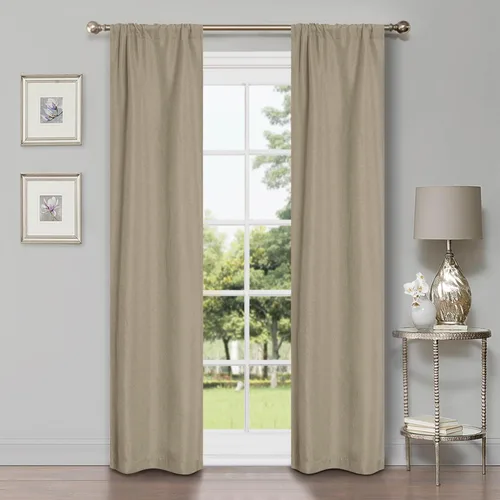 Miniatura 22 de Superior Juego de 2 cortinas opacas con textura de lino, par de paneles con aislamiento térmico con cabecera superior con ojales, cortinas clásicas