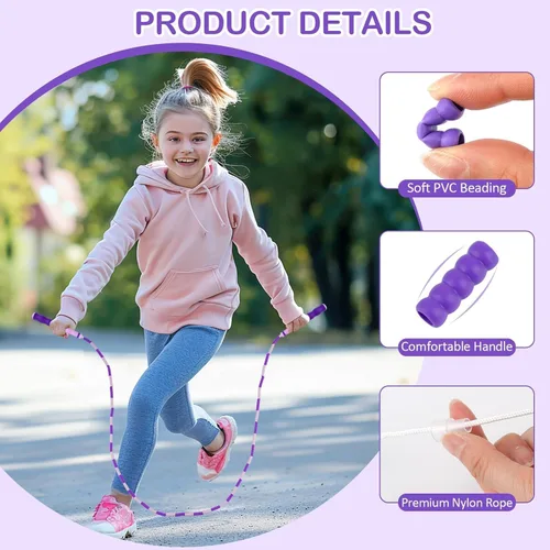 Miniatura 4 de Jump Rope for Kids, Adjustable Jump Ropes for 4 5 6 7 8 10 12, Tangle Free Jumping Rope Age 8-12, Segmented Soft Beaded Skipping Rope for Women
