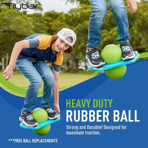Miniatura 3 de Flybar Pogo - Pelota de truco para niños, tabla de rebote de equilibrio con cubierta antideslizante, bomba incluida, juguetes para interiores y Robot