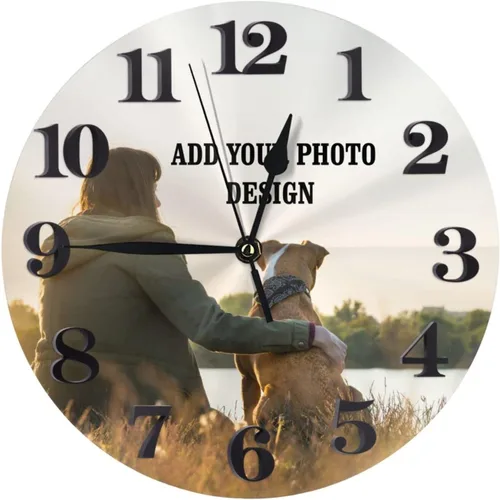 Reloj de pared personalizado, diseño de tu foto, imagen, texto, logotipo, reloj de pared redondo sin tictac para aniversario, boda, día de San
