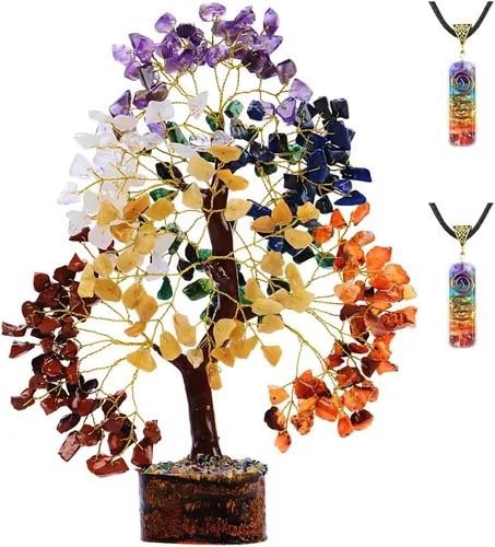 Miniatura 23 de Árbol de la vida de 7 chakras de cristal ANAYA AGATE – Árboles Bonsái de piedras preciosas curativas hechas a mano para decoración del hogar