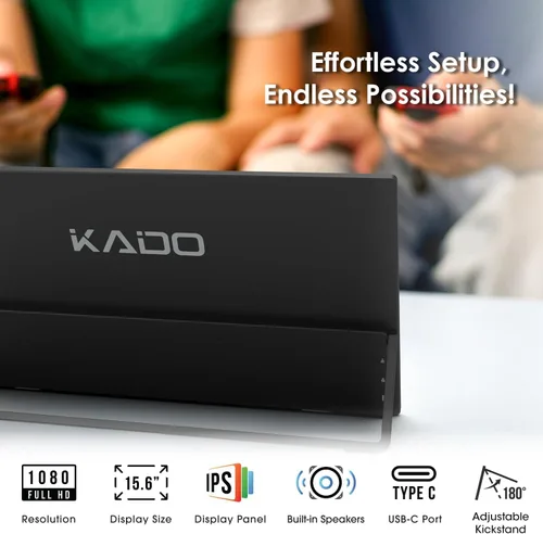 Miniatura 2 de Kado Monitor portátil FHD de 15.6 pulgadas para laptop, segunda pantalla de 1080p IPS 1920x1080 HDMI USB-C, extensor de pantalla para laptop