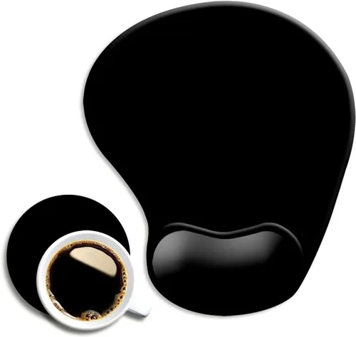 Miniatura 10 de DOOKE Alfombrilla ergonómica para ratón con soporte para muñeca y posavasos, alfombrillas para ratón con base de PU antideslizante para trabajo