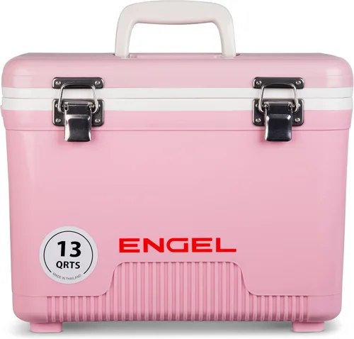 Engel 13qt, refrigerador hermético, de secado al aire, Drybox y pequeña lonchera con carcasa dura para hombres y mujeres Rosa