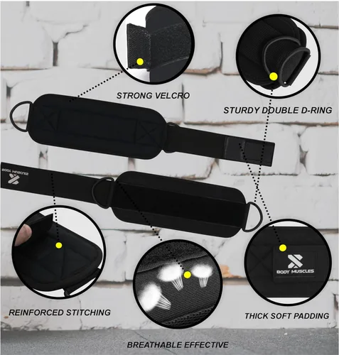 Miniatura 2 de Correas de tobillo para máquinas de cable para mujeres y hombres – Accesorio de cable de tobillo para gimnasio para patadas, entrenamientos de Negro