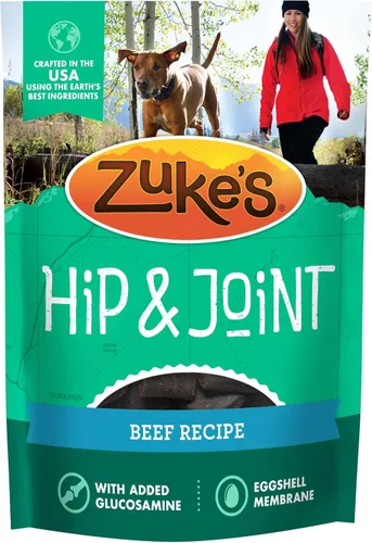 Zukes Golosinas para perros para cadera y articulaciones, bolsa natural suave y masticable de golosinas con soporte para cadera y articulaciones,