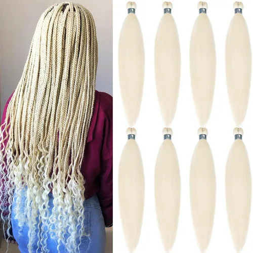 Miniatura 22 de pelo trenzado preestirado marrón, pelo trenzado Kanekalo, pelo trenzado preestirado de 26 pulgadas, 6 paquetes plegados, textura Yaki, extensiones