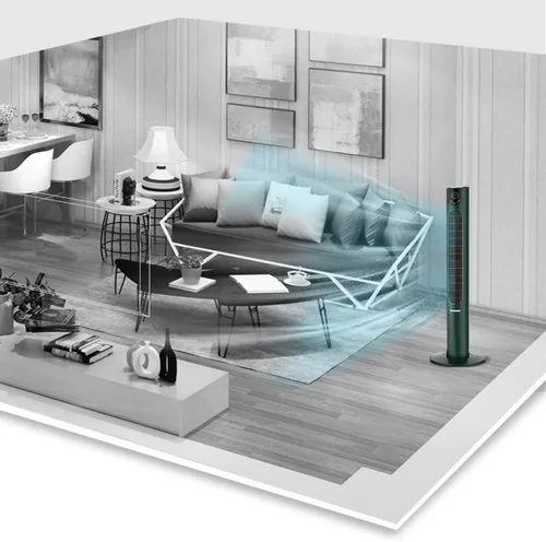 Miniatura 3 de Ventilador de torre con control remoto, ventilador inteligente para dormitorio con oscilación de 105°, ventilador sin aspas con opciones de 6
