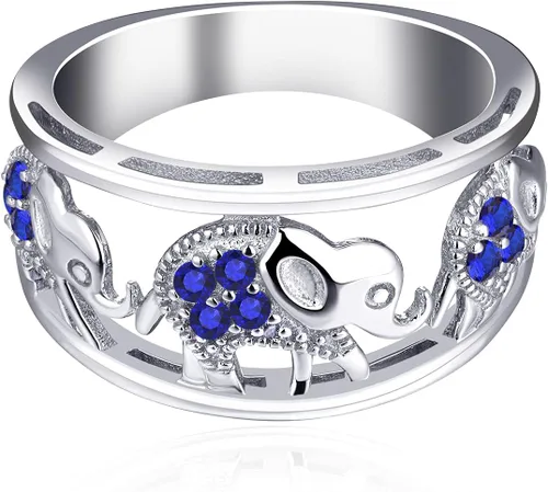 Miniatura 7 de JO WISDOM Anillo de elefante de plata de ley 925 con circonita cúbica