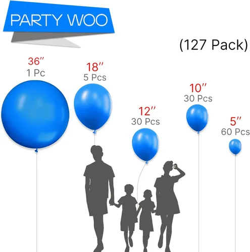 Miniatura 3 de PartyWoo Globos rojos y azul real, 254 piezas de diferentes tamaños de 36, 18, 12, 10 y 5 pulgadas, kit de arco de globos para graduación, baby