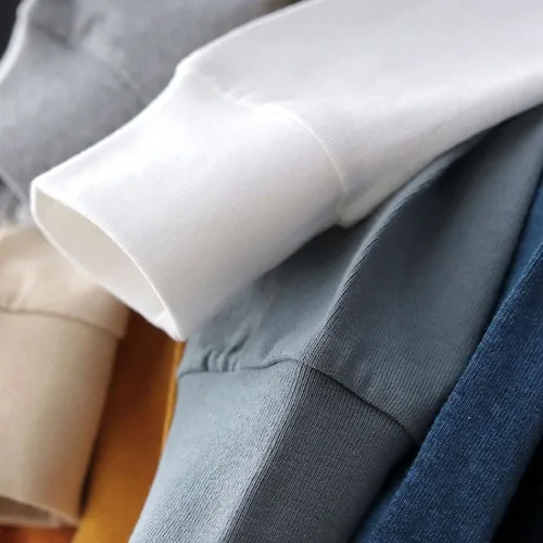 Miniatura 4 de 1 par de tela de algodón elástico de punto fino para coser camisas, tops y bricolaje (crema, 1 par)