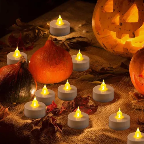 Miniatura 2 de JUNPEI - Paquete de 24 velas de té con luz LED amarilla cálida, velas sin llama, realistas, brillantes y parpadeantes, para la celebración Velas