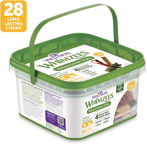 Miniatura 8 de Whimzees Wellness - Paquete variado de golosinas dentales para perros, masticables naturales, tamaño mediano, (28 unidades)