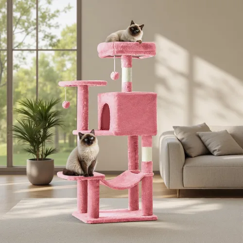 Miniatura 15 de Árbol grande para gatos de 66 pulgadas, torre de árbol para gatos de varios niveles con condominio, perchas, postes rascadores de sisal y hamaca