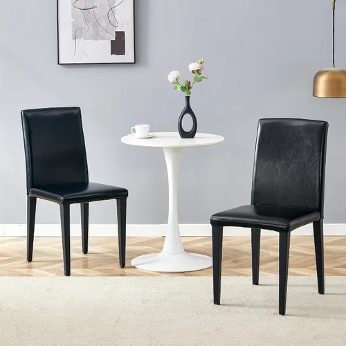 Miniatura 7 de AZmac Juego de 2 sillas de comedor modernas negras, sillas de cocina tapizadas de piel sintética con respaldo alto y asiento acolchado, sillas