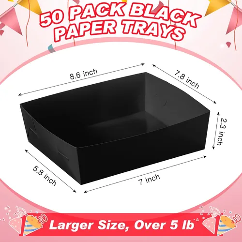 Miniatura 3 de Uiifan 50 bandejas de papel extra grandes de 5 libras desechables para alimentos, barco, nachos, bandejas para servir aperitivos, resistentes a