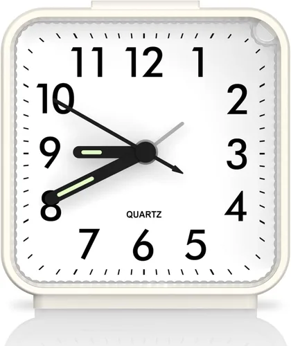 Miniatura 8 de Reloj despertador analógico, reloj de mesa sin tictac con manecilla luminosa y pantalla grande, reloj despertador silencioso con batería con función