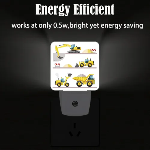 Miniatura 4 de Luz nocturna de camiones de dibujos animados, luces nocturnas enchufables con sensor de atardecer a amanecer para escaleras, pasillo, dormitorio