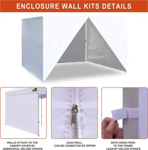 Miniatura 4 de Eurmax USA - Kit de paredes con cierre completo para toldo desplegable de 8x8 pies, solo 4 paredes (verde bosque)
