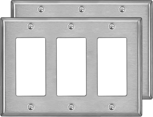 Miniatura 15 de BESTTEN Paquete de 10 Placas de Pared de Metal Decorativas con Película Protectora, Cubierta de Tomacorriente de Acero Inoxidable Decorativa de 1 1.