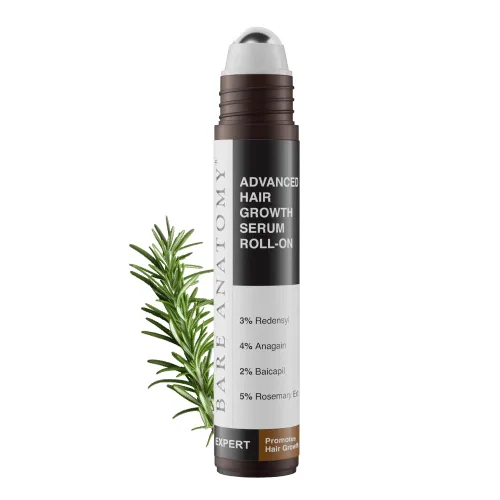 Bare Anatomy Suero avanzado para el crecimiento del cabello Roll-On| 3% Redensyl + 4% Anagain + 2% Baicapil + 5% romero, agua de arroz, biotina y