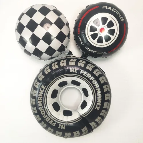 Miniatura 4 de Kit de arco de guirnalda de globos de auto de carreras, 128 piezas, globos rojos, azules, negros, negros, fondo de borla a cuadros y globo