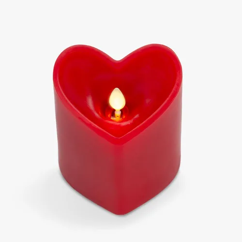 Luminara Vela de pilar en forma de corazón rojo verdadero, tecnología parpadeante de llama real, lista para control remoto, colección romántica de