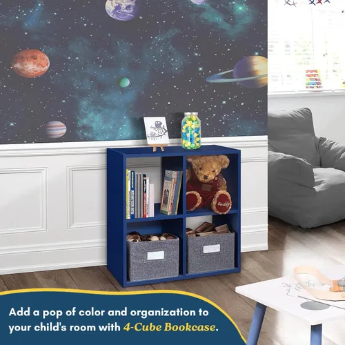 Miniatura 3 de Kings Brand Furniture - Estantería infantil de 4 cubos, organizador de almacenamiento de juguetes para niños, para sala de juegos, dormitorio